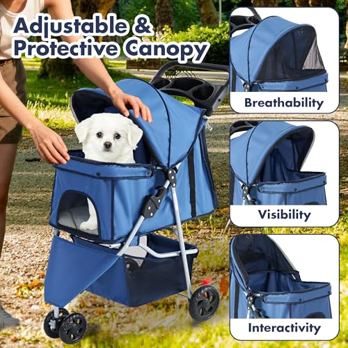 Image of NEWBULIG Foldable 3 Wheel Pet Stroller for Dogs and Cats