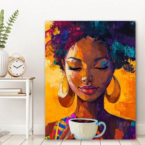 Art mural femme afro-américaine affiche peinture abstraite contemporaine 40x60