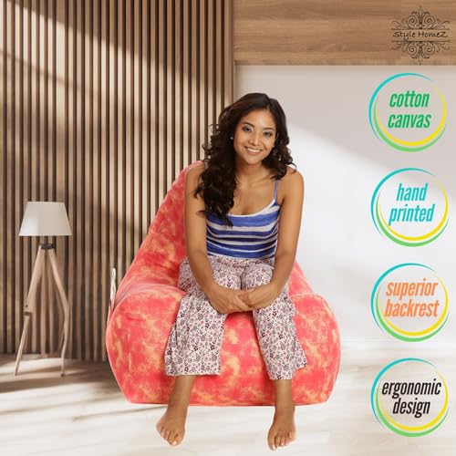 Image of Style Homez Hackey Cotton Canvas Abstract Printed Bean Bag XXL Size Filled with Beans Fillers