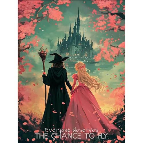 Image of Witch Stamped Cross Stitch Kits for Adults -Princess Embroidery Kits for Beginners Adults,11 CT Patterns Dimensions Counted Cross Stitch Kits for Adults Arts Craft 12x16 inch