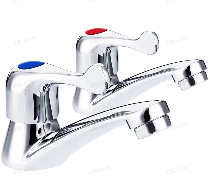 VONATES Bathroom Taps, Pair of Basin Taps Chrome, Thickened and Lengthened Bathroom Faucet Set, Hot and Cold Faucet for Balcony Basins