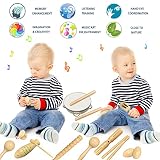 Ulifeme Drewniane instrumenty muzyczne dla małych dzieci i niemowląt, zestaw dla dzieci 3-6 lat, zestaw małych instrumentów