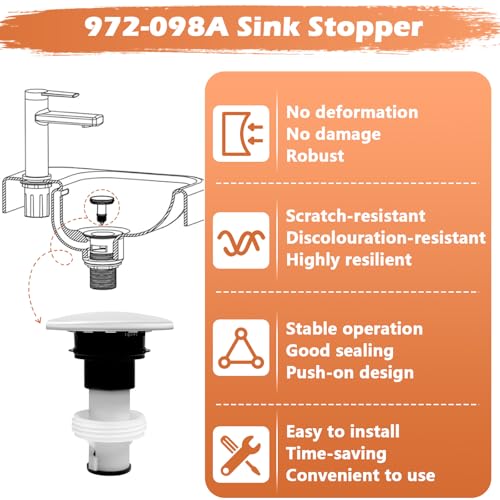 Image of 2 Pack 972-098A Drain Stopper Polished Chrome Sink Stopper
