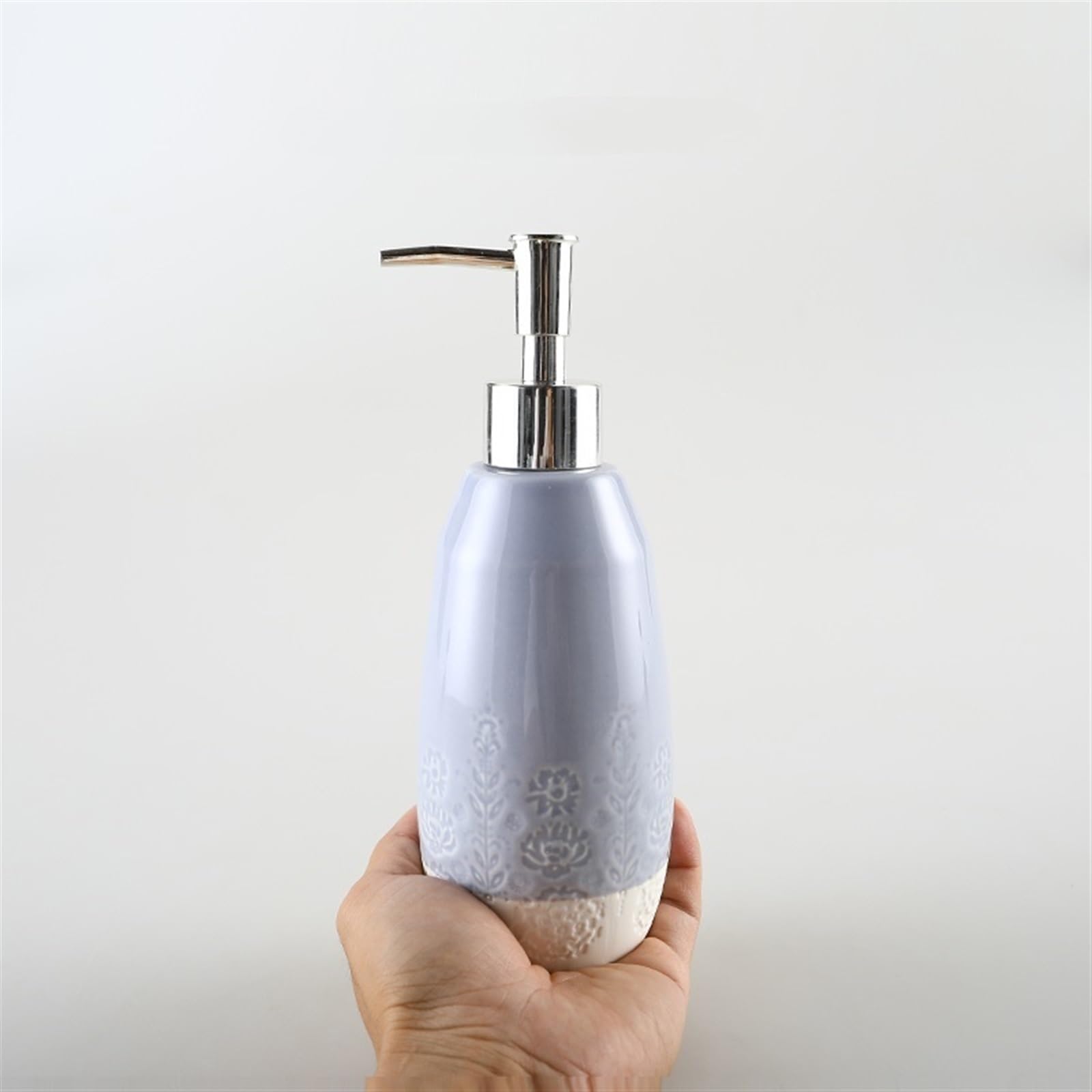 Dozownik mydła do łazienki, fioletowy, ceramiczny, plastikowy, szczelny, antypoślizgowy, z możliwością ponownego napełnienia, szampon, balsam do kuchni, 12,8 uncji