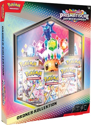 Pokémon-Sammelkartenspiel Ordner-Kollektion Karmesin &amp; Purpur – Prismatische Entwicklungen (Ordner mit 378 Kartenfächern &amp; 5 Boosterpacks)
