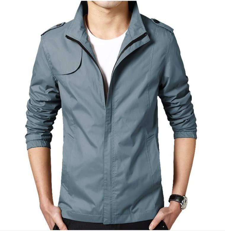 CHUNYU Heren lente dunne casual jassen Heren blauwe zakelijke jas mannelijke rits jas heren effen kleur militaire jas - Image 4