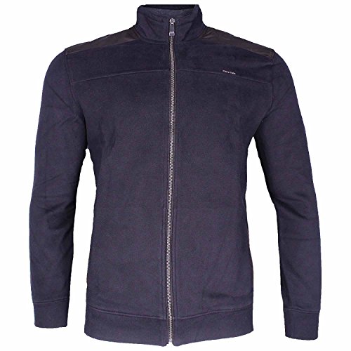Calvin Klein Jeans Men's Full-Zip Fleece Mock Neck Sweatshirt Jacket (Large, Black)