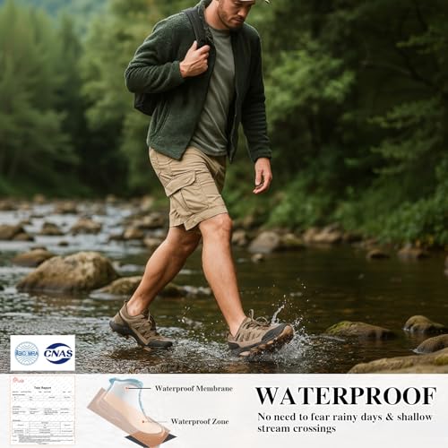 Queday Mens Womens Leather Waterproof Hiking Shoes Lightweight Outdoor Walking Shoes Breathable Suede Hike Trekking Trails Camping Climbing - Image 5