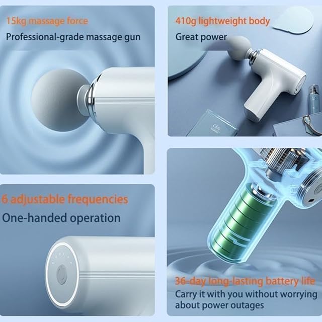 Massage Gun Deep Tissue 6-Speed Portable Percussion Muscle Massager with 4 Heads, Pain Relief, Relaxation for Stiff Shoulders With Full body Massage view 2