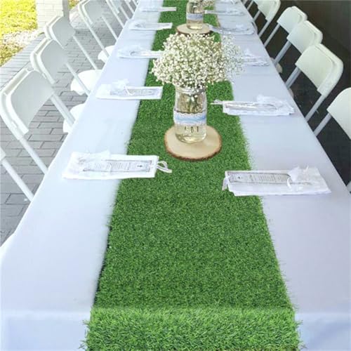 Césped artificial para mesa de comedor, mantel verde de verano 6