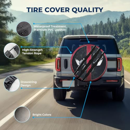 Image of GENANY Red Hero Mask Father's Day PVC Spare Tire Cover for RV Trailer, Waterproof, Size 15 Fits 27-29 Inch