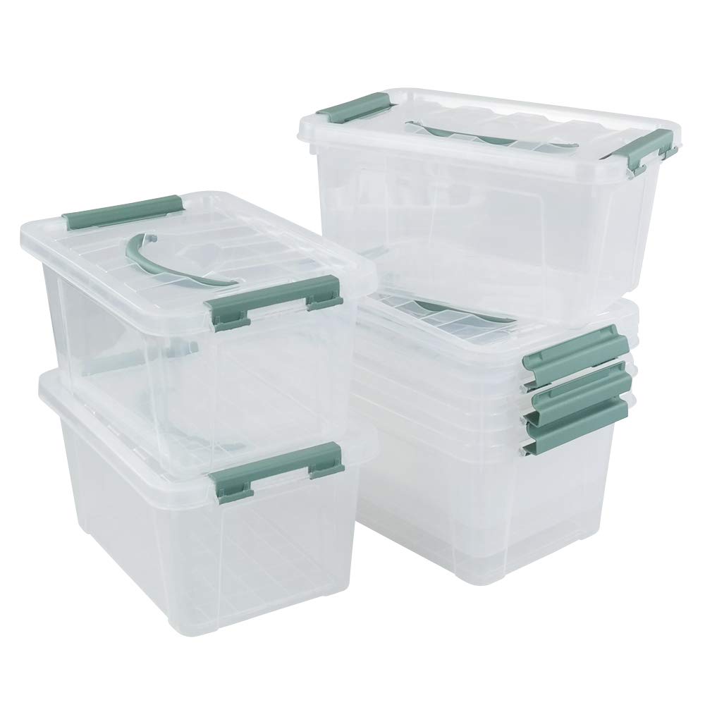 Callyne Set of 6 Clear Plastic Storage Boxes, 5.5 L