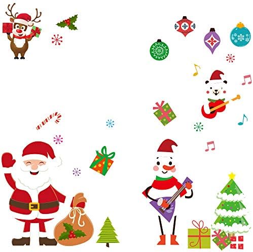 Cute Christmas Ornaments, Creative Merry Christmas Pattern Funny Cartoon Christmas Stickers Window Decals for Door Window Home Indoor Office Bedroom Kitchen Bathroom Party Holiday Decor (Red)