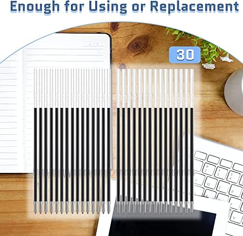 30 Pcs 0.7mm Retractable Pen Refills Replacement Ballpoint Pen Refills Black Retractable Refill Smooth Writing Pen Refills Black Pen Ink Refill Replaceable Ballpoint Pen Refills 0.7mm, 107mm in Length