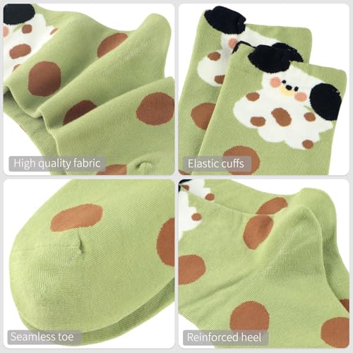 Image of Women's Cute Crew Socks, Casual Athletic Cotton Bowknot Cherry Calf Novelty Socks for Women