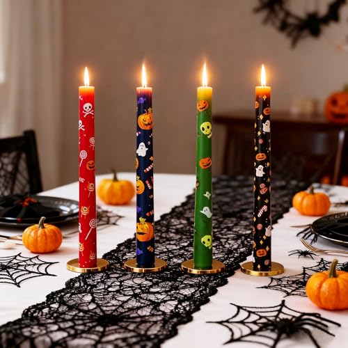 Halloween Taper Candles 10 Inch Ghost Pumpkin Long Tapered Candlesticks Candles for Halloween Party Porch Front Yard Home Decor
