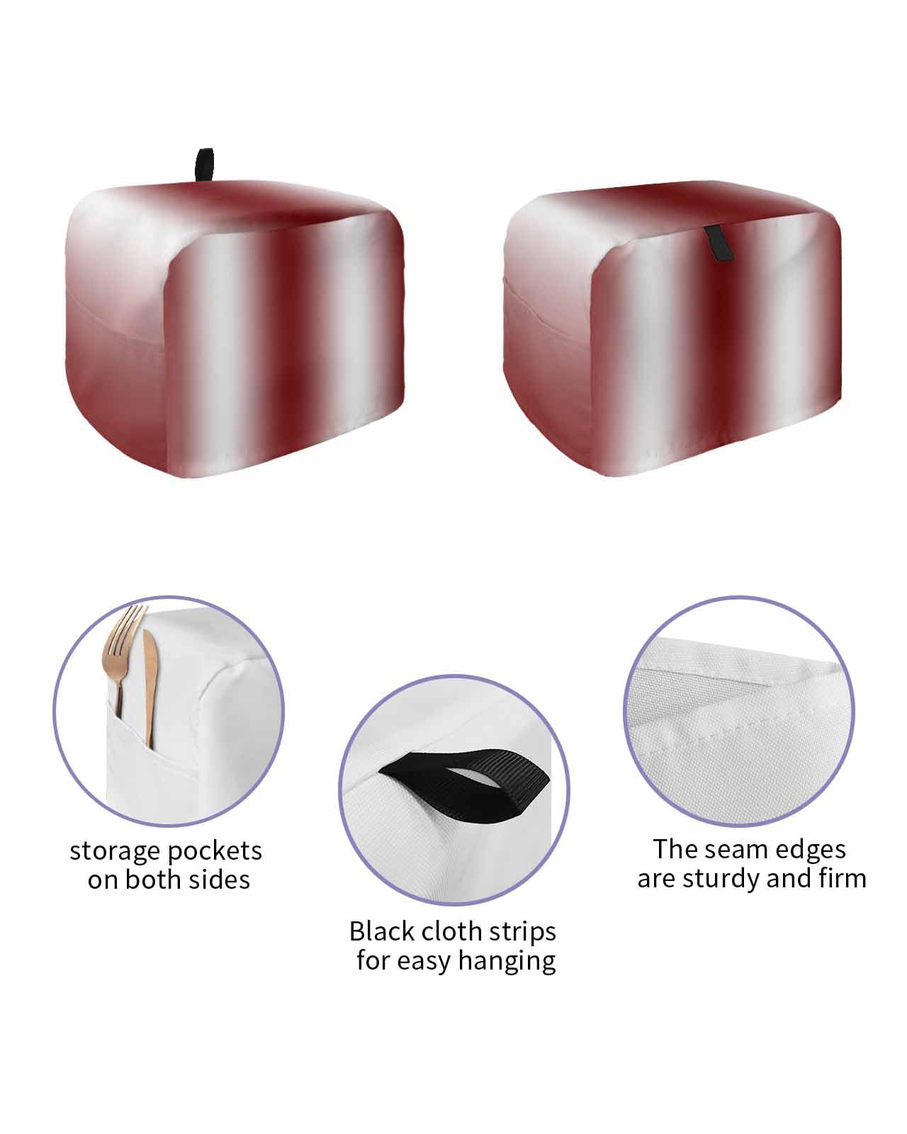 Red White Ombre Toaster Cover 4 Slice, Farmhouse Chic Minimalist Gradient Art Dustproof Bread Machine Oven Cover with Storage Pockets, Fits Most Kitchen Toasters Protector