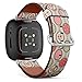 CJBROES Replacement Leather Watch Band, Compatible with Fitbit Versa 3 and Fitbit Sense of Wristband Bracelet Accessory - Vintage-Fabric