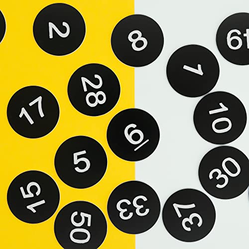 StayMax Nummernschilder aus ABS-Kunststoff, nummeriert, ohne Loch, rund (0-50, schwarz)