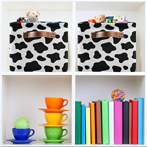 Storage Basket Cube Animal Milk Cow Print Large Collapsible Toys Storage Box Bin Laundry Organizer For Closet Shelf Nursery Kids Bedroom,15X11X9.5 In,2 Pack #TOP5