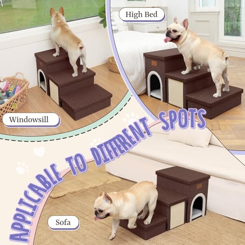 downluxe Escadas para Cães Pequenos, Degraus Dobráveis para Cães para Cama, Sofá E Cadeira, Degraus