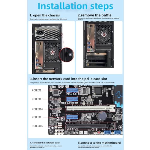 Tarjeta WiFi 7 PCIe Yunseity, Adaptador de Red Inalámbrico Bluetooth 5.4 con Banda Triple 6GHz 5GHz 2.4GHz 2880Mbps y Antena 12dBi para Motherboards 10 11 miniatura 5