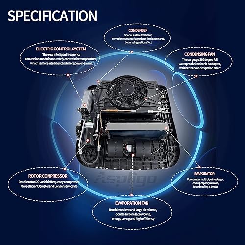 DC 12V RV Air Conditioner Rooftop Electirc Parking AC Unit Fit for Motorhome RVs Trailer Truck Camper 13000BTU Double Rotor Compressor Fast Cooling - Image 5