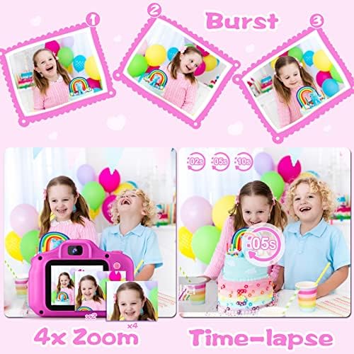 PROGRACE Kid Camera Girls Gifts - Dual Selfie kids Digital Cameras Boys Girls Gift Age for 3 4 5 6 7 8 9 Birthday Present Toys Kids Video Camera Camcorder Recorder Children Camera with 32GB Card