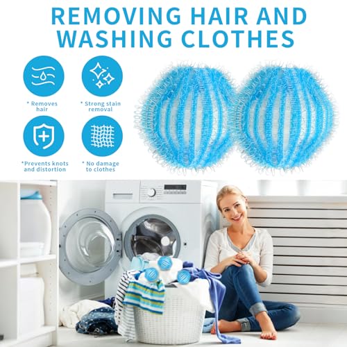 CNMTCCO Tierhaarentferner Waschmaschine,12 Stück Wiederverwendbar Fusselbälle Waschmaschine, Entfernt Tierhaare, Flusen, für Waschmaschine und Trockner(Blau)