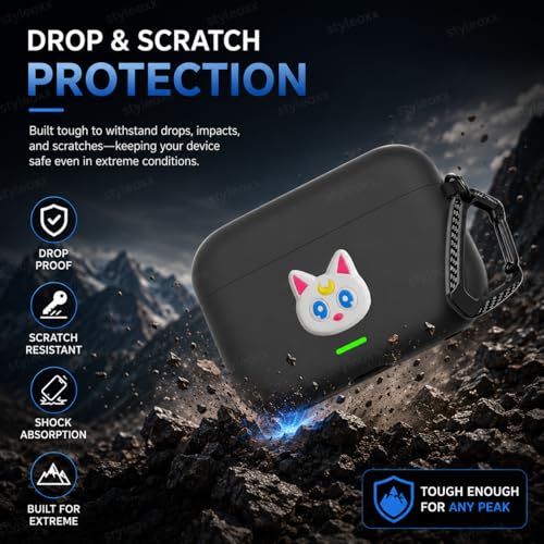 Image of Anvique Silicone Case Cover for Realme Buds T500 Pro, Shockproof Protective Earbuds Cover with Keychain Hook, Anti-Scratch Soft Silicone Skin, Full Body Protection Case (CuteEye)