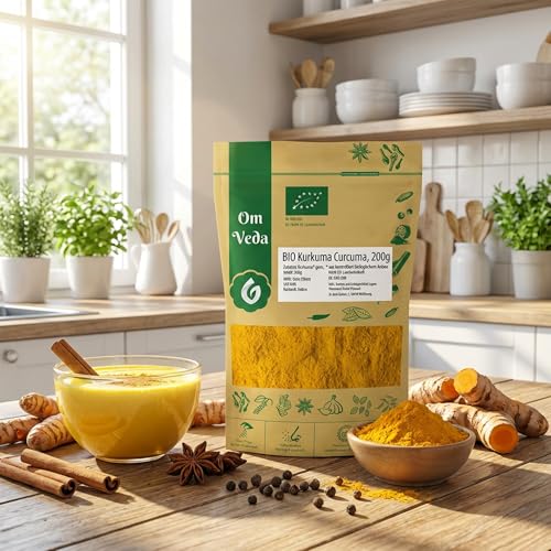 Kurkuma Pulver BIO 200g | Curcuma Kurkumawurzel gemahlen | Gewürzpulver Gelbwurz Turmeric Powder | Herkunft Indien | Organic Bio-zertifiziert DE-ÖKO-039 (200g)