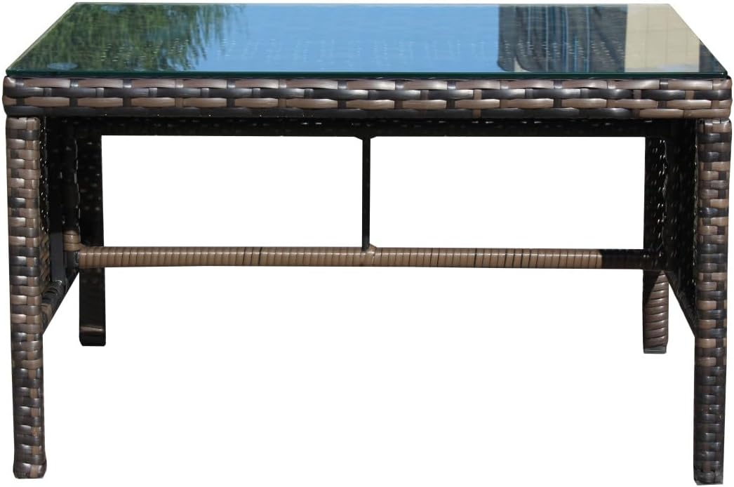 Outdoor Patio Furniture 1 Coffee Table with Clear Tempered Glass