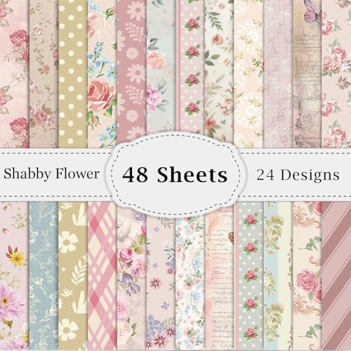 Papier scrapbooking motif floral vintage 30 cm pour fabrication de cartes