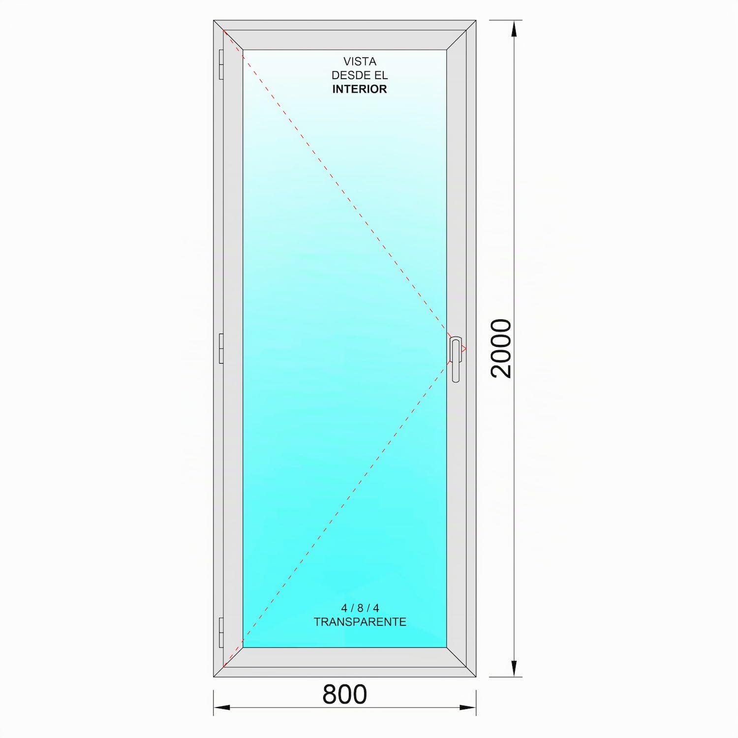 Ventanastock Puerta Balconera Aluminio 800x2000 Practicable izquierda 1 hoja