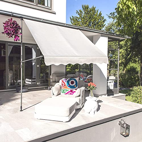Klemmmarkise Markise Grau Balkonmarkise Sonnenschutz Gelenkarmmarkise ohne Bohren 190 BZW 290 cm breit x bis zu 250 cm hoch (190 cm, Grau)