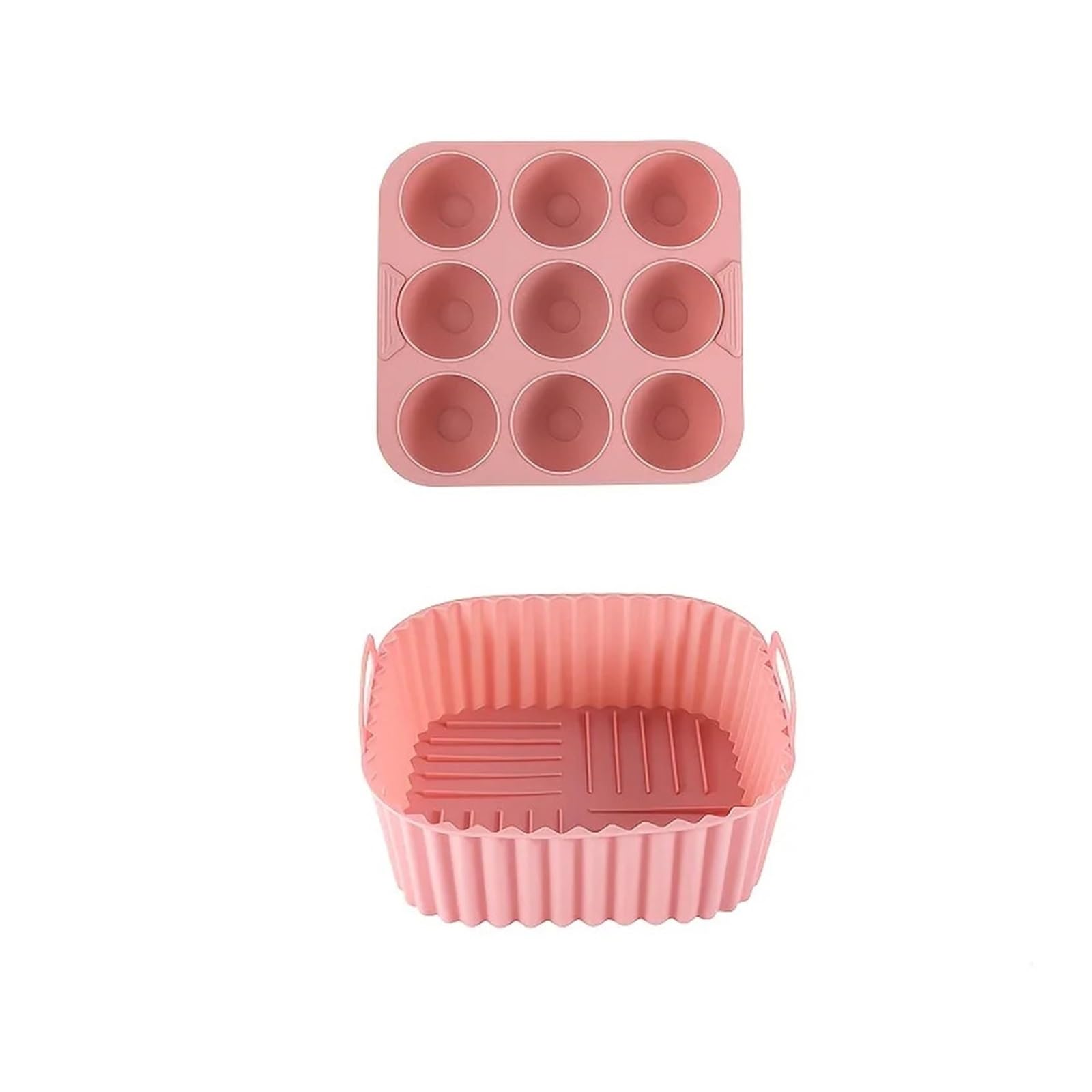 Genérico Bandeja for Hornear de Silicona de 2 Piezas for freidora de Aire | Antiadherente, resistente al calor, reutilizable, fácil de limpiar, versátil(2Pcs Pink)