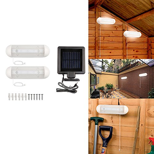 2pcs Solar-Powered LED Garden Lights, 10W 10-LED Rechargeable Wall Light Cool White