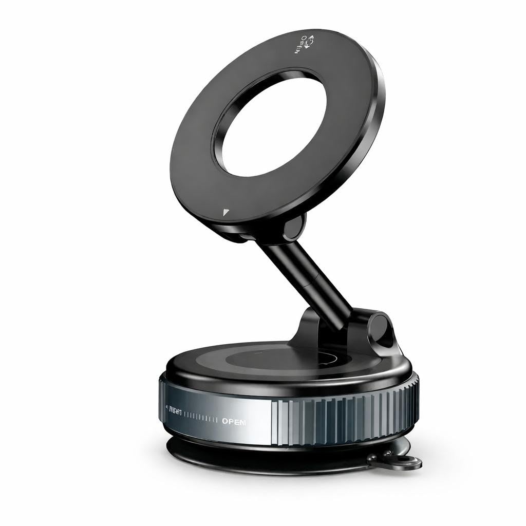 Suporte 360° Veicular Magnético Universal (Preto) para Celular, com Ventosa de Sucção,