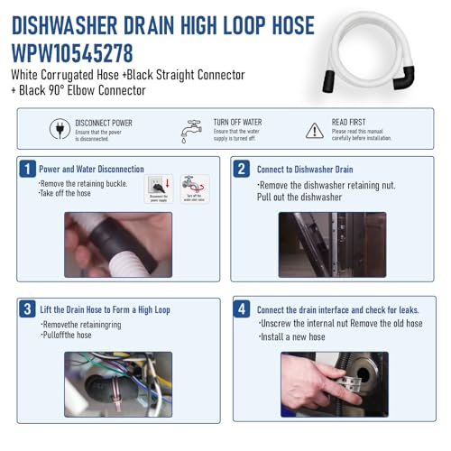 Image of WPW10545278 Dishwasher Drain Hose for Whirlpool Maytag Dishwasher