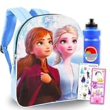 Disney Frozen Elsa Backpack Set For Girls ~ 4 Pc Bundle With Deluxe 15" Frozen School Bag, Water Bottle, Frozen Stickers, And More | Frozen Princess School Supplies For Kids