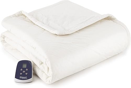 Thermee Micro Flannel Manta térmica de gran tamaño, tamaño individual, manta eléctrica de micro franela a ultra terciopelo con 10 niveles de calor,