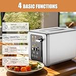 WHALL Touch Screen Toaster 2 Slice, Stainless Steel Digital Timer Toasters with Sound Function, Smart Extra Wide Slots Toaster with Bagel, Cancel, Defrost (silver) - Image 3