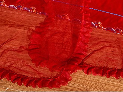 Nattey Red 4 Corner Post Bed Curtain Canopy Bed Net Frame Draperies Bedroom Decoration (Queen) - Thumbnail 4