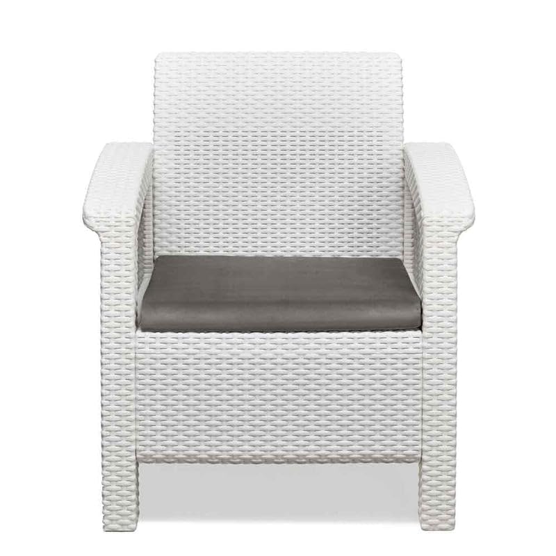 Image of Nilkamal Goa 3+1+1 Seater Plastic Sofa Set with Cushion|Indoor & Outdoor Furniture|Patio Chair Two Seater|Perfect for GardensPoolsideCafesRestaurants and Terraces Milky White & Grey