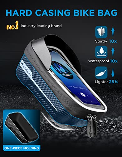Image of whale fall Hard Casing Bike Bag, Bike Accessories for Adult Bikes, Gifts for Men, Mens Gifts for Birthday,Bicycle Enthusiasts,Sturdy /Lighter /Waterproof, 4 inch - 7 inch Cellphone, Black-Reflective Strip