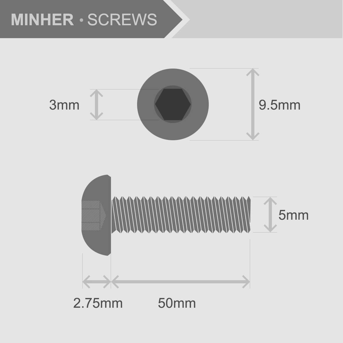 MINHER Stainless Steel M5-0.8 x 50 mm Round Head Hex Socket Screws & Nuts Set (30 Pieces), Silver, M5 x 50mm - Image 2