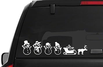 Snowmen Family Stick Figure Merry Christmas Sticker Funny Cute Bumper Window car Vinyl Saying Lettering MacBook Sticker Stencil Decal Art Die-Cut no Background Color