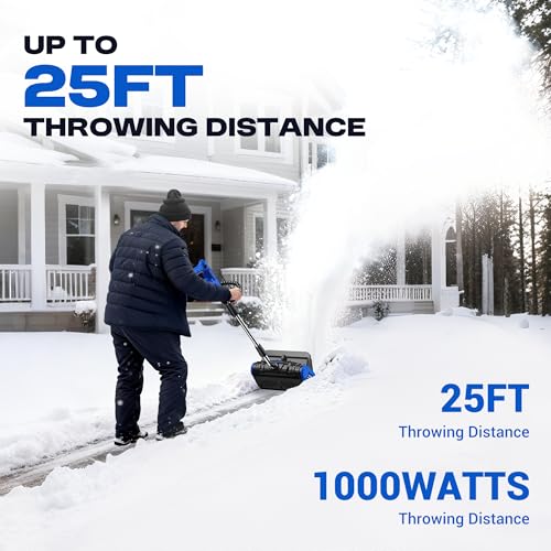 40V Electric Cordless Snow Shovel, 13 Inch Brushless Snow Blower with 2×4.0Ah Batteries & Fast Charger, 25FT Throw Distance Snow Shovel for Driveway, Patio, Deck, Walkway - Image 5