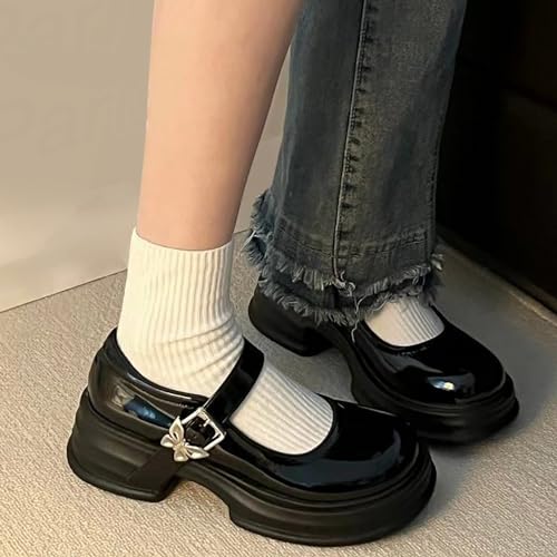 Generic Girls Round Toe Ankle Strap Mary Jane School Shoes Fashion Mary Jane Chunky Platform Oxford Dress Shoe Pumps3