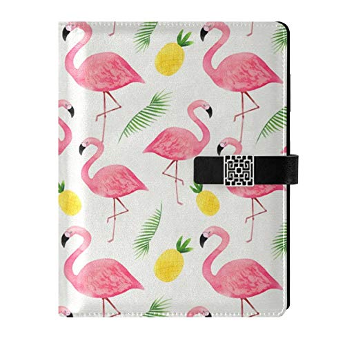 RunningBear Leather Journal Notebook - Flamingos Travel Journal Writing Notebook Binder with Pockets Daily Planner Diary Book for Office School Business